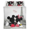Housse De Couette Mickey Mouse & Minnie Mouse à Paris Parure de lit Ensemble De Literie