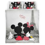 Housse De Couette Mickey Mouse & Minnie Mouse à Paris Parure de lit Ensemble De Literie