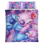 Housse De Couette Disney Stitch et Angel Amoureux Parure de lit Ensemble De Literie