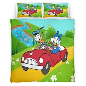 Housse De Couette Donald Duck & Daisy Duck – Pique-nique en voiture Parure de lit Ensemble De Literie