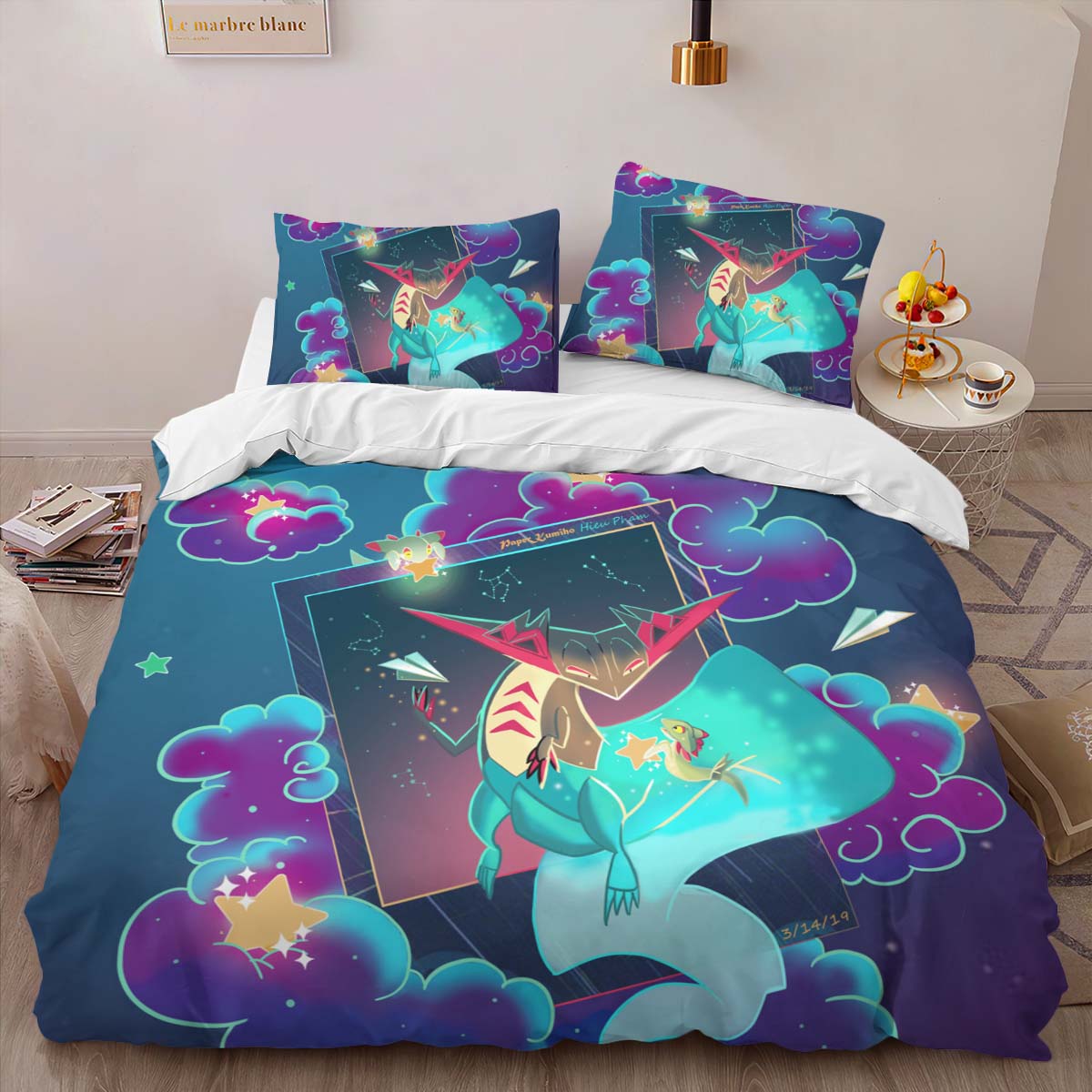 Housse De Couette Dragapult Pokémon 3 Parure de lit Ensemble De Literie – Image 2