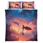 Housse De Couette Dragons – Krokmou & Furie Éclair 11 Parure de lit Ensemble De Literie