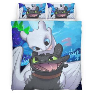 Housse De Couette Dragons – Krokmou & Furie Éclair 12 Parure de lit Ensemble De Literie