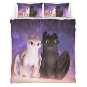 Housse De Couette Dragons – Krokmou & Furie Éclair 14 Parure de lit Ensemble De Literie