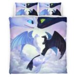 Housse De Couette Dragons – Krokmou & Furie Éclair 2 Parure de lit Ensemble De Literie