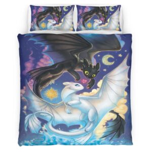 Housse De Couette Dragons – Krokmou & Furie Éclair 5 Parure de lit Ensemble De Literie