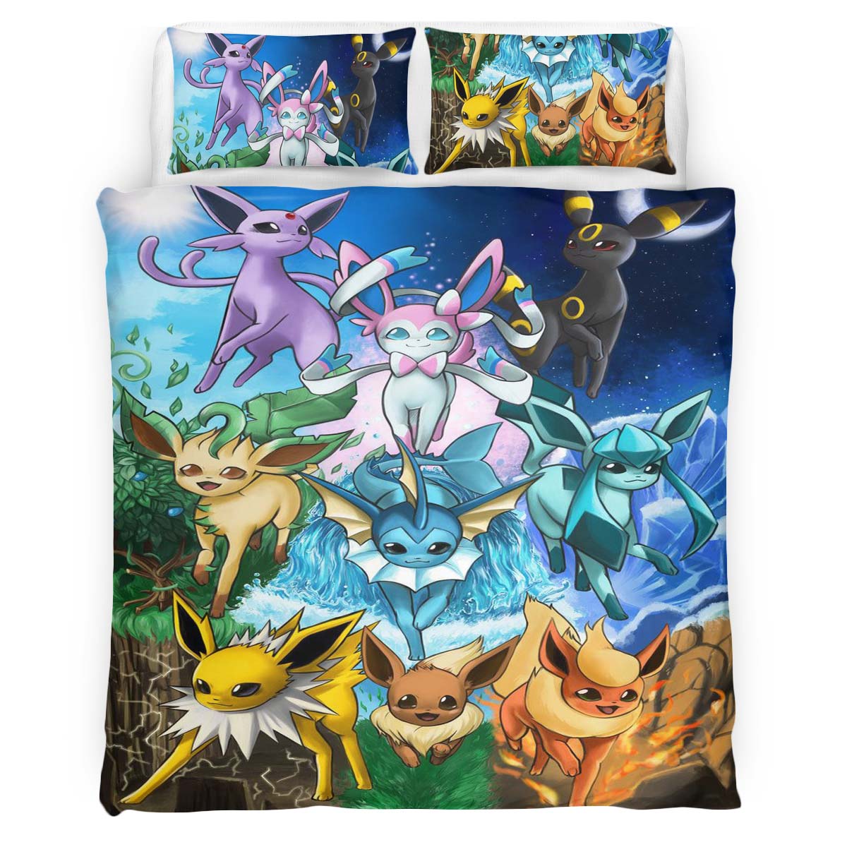 Housse De Couette Évolution Évoli Pokémon 12 Parure de lit Ensemble De Literie