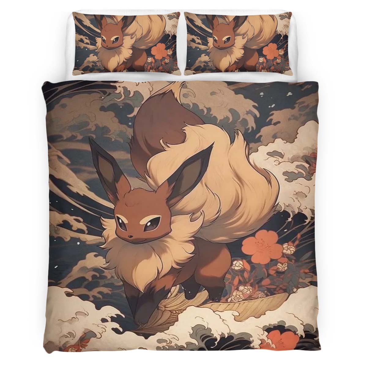 Housse De Couette Évoli Pokémon 2 Parure de lit Ensemble De Literie