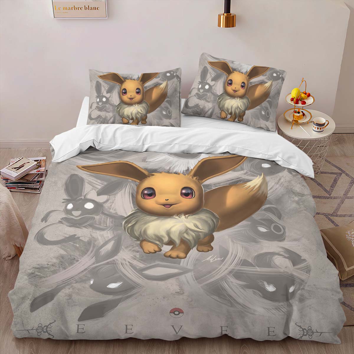 Housse De Couette Évoli Pokémon 3 Parure de lit Ensemble De Literie – Image 2