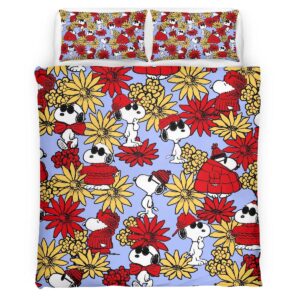 Housse De Couette Snoopy Floral Parure de lit Ensemble De Literie