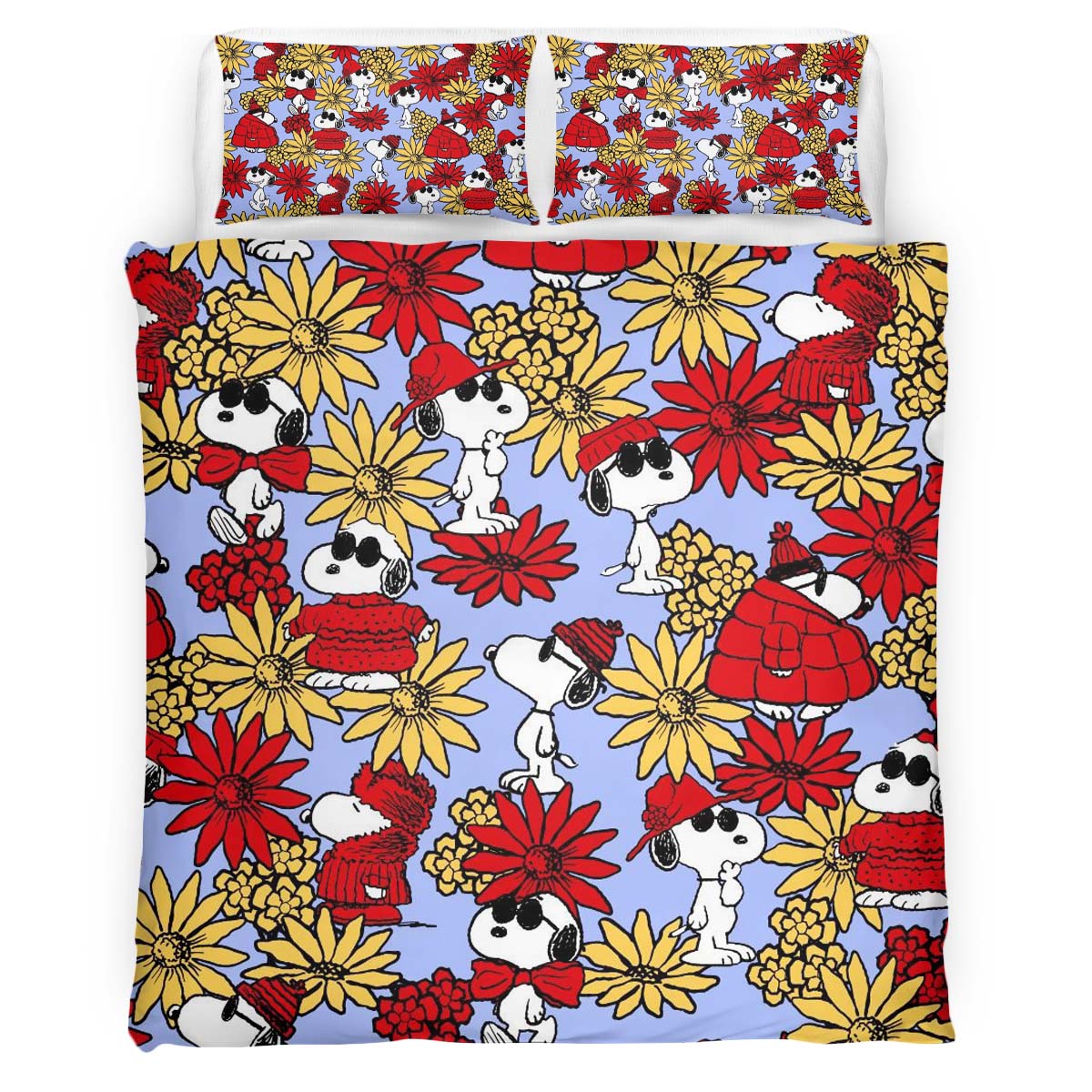 Housse De Couette Snoopy Floral Parure de lit Ensemble De Literie