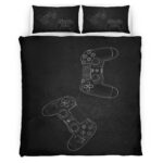 Housse De Couette Manette PlayStation Noir Blanc 06 Parure de lit Ensemble De Literie