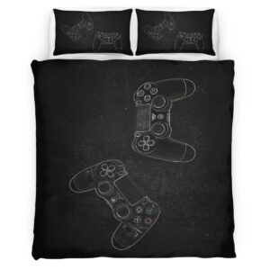 Housse De Couette Manette PlayStation Noir Blanc 06 Parure de lit Ensemble De Literie