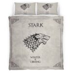Housse De Couette Game of Thrones Maison Stark L’hiver arrive Parure de lit Ensemble De Literie