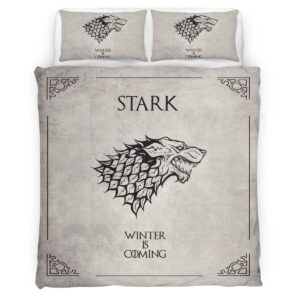 Housse De Couette Game of Thrones Maison Stark L’hiver arrive Parure de lit Ensemble De Literie