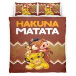 Housse De Couette Hakuna Matata Le Roi Lion Personnages 3 Parure de lit Ensemble De Literie