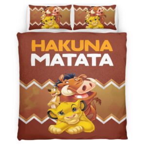 Housse De Couette Hakuna Matata Le Roi Lion Personnages 3 Parure de lit Ensemble De Literie