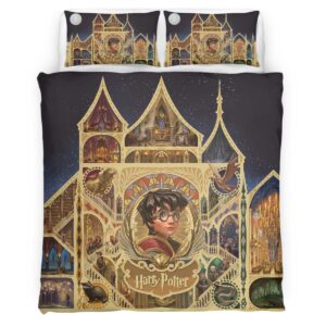 Housse De Couette Harry Potter École de Poudlard 3 Parure de lit Ensemble De Literie