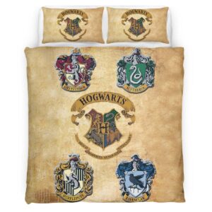 Housse De Couette Harry Potter École de Poudlard et les Quatre Maisons Parure de lit Ensemble De Literie