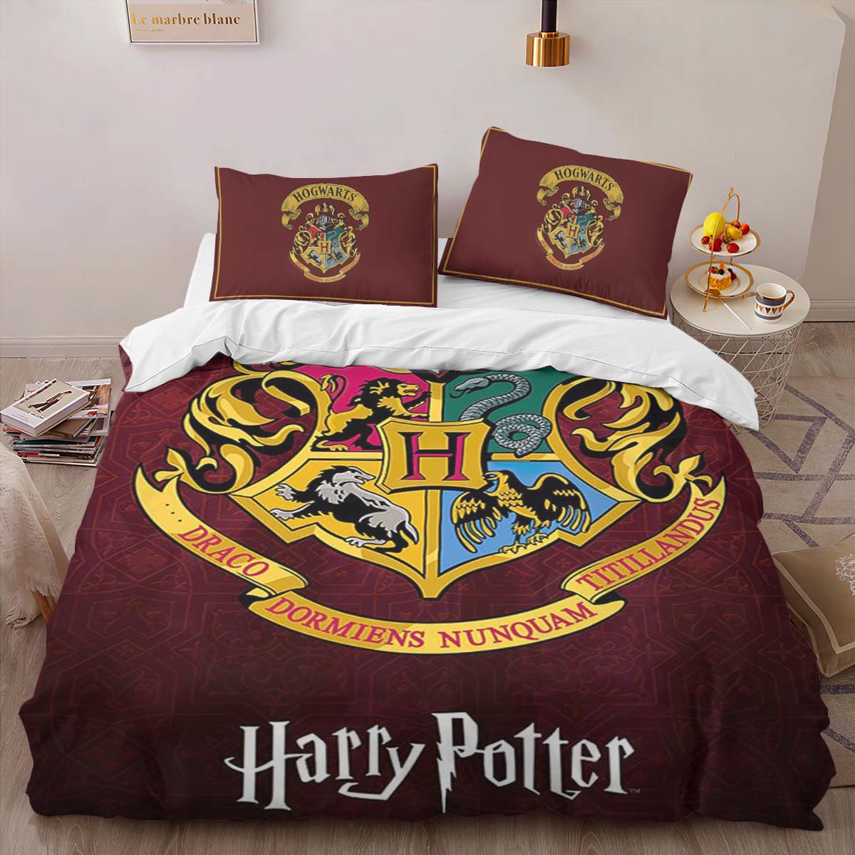 Housse De Couette Logo École de Poudlard Harry Potter Parure de lit Ensemble De Literie – Image 2