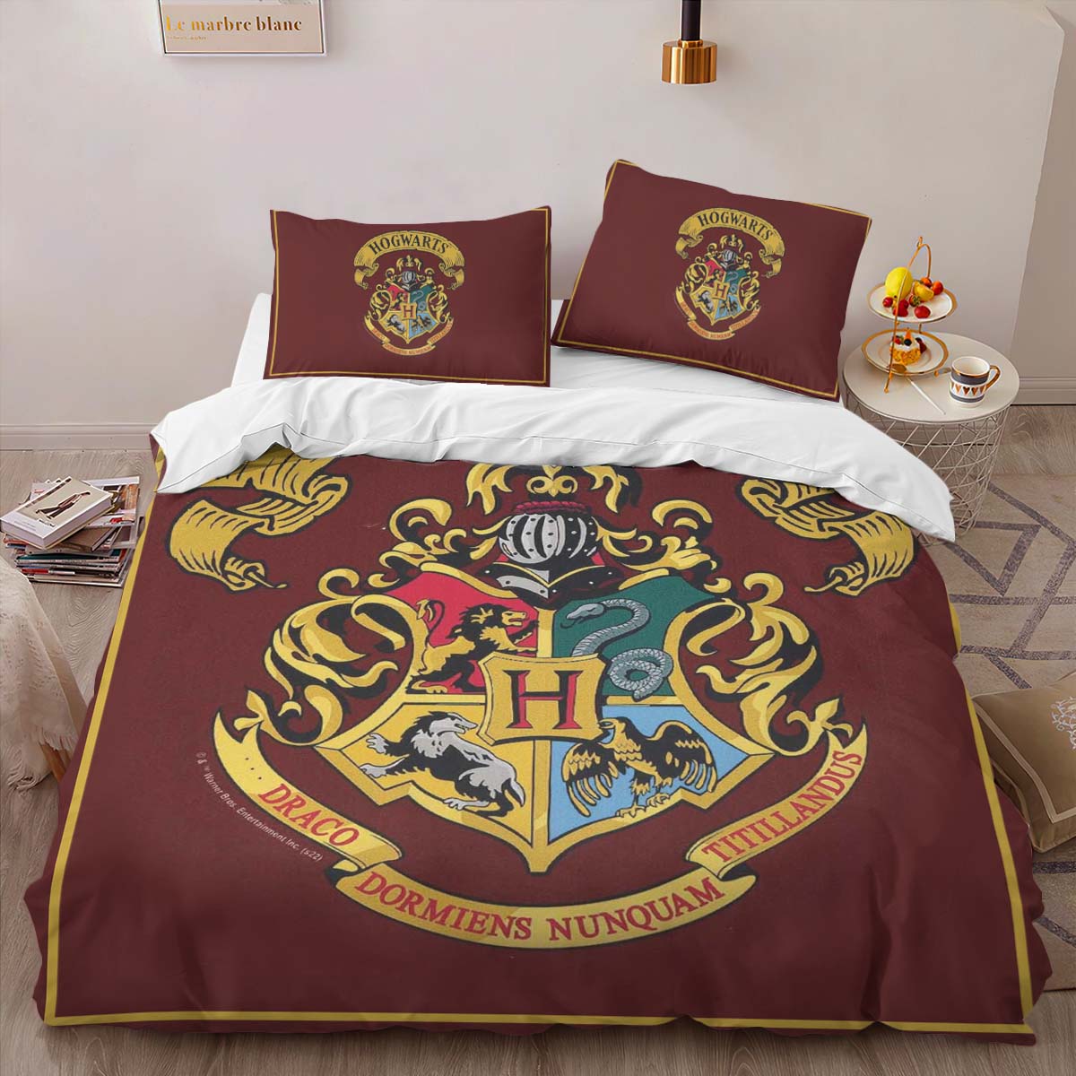 Housse De Couette Logo École de Poudlard Harry Potter Style Spécial Parure de lit Ensemble De Literie – Image 2