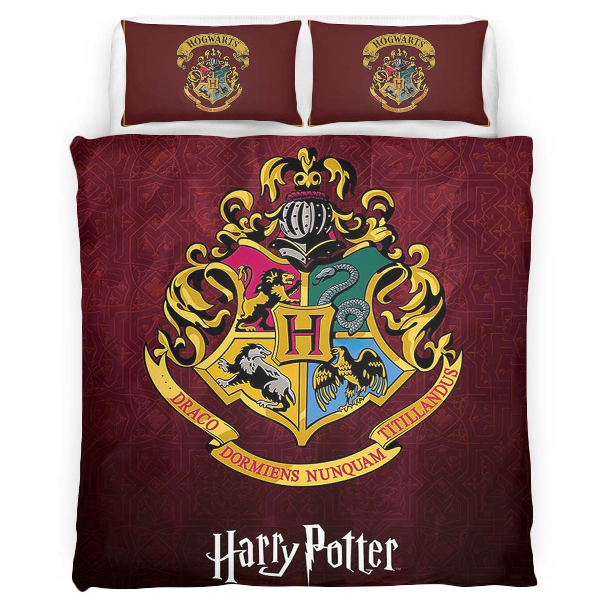 Housse De Couette Logo École de Poudlard Harry Potter Parure de lit Ensemble De Literie