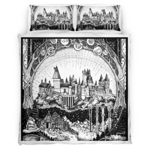 Housse De Couette Harry Potter École de Poudlard et Symboles Parure de lit Ensemble De Literie