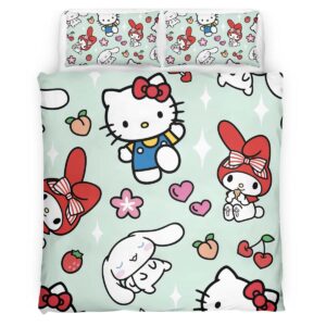 Housse De Couette Hello Kitty et ses amis Parure de lit Ensemble De Literie