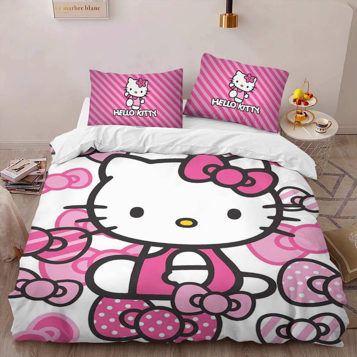 Housse De Couette Hello Kitty Rose 01 Parure de lit Ensemble De Literie – Image 2