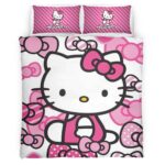 Housse De Couette Hello Kitty Rose 01 Parure de lit Ensemble De Literie