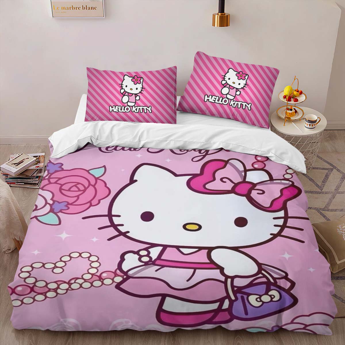 Housse De Couette Hello Kitty Rose 02 Parure de lit Ensemble De Literie – Image 2
