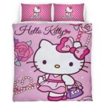 Housse De Couette Hello Kitty Rose 02 Parure de lit Ensemble De Literie