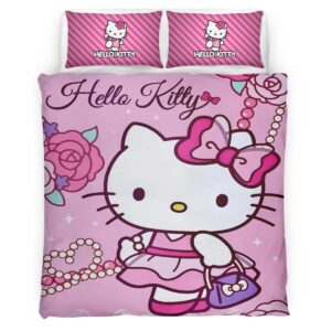 Housse De Couette Hello Kitty Rose 02 Parure de lit Ensemble De Literie