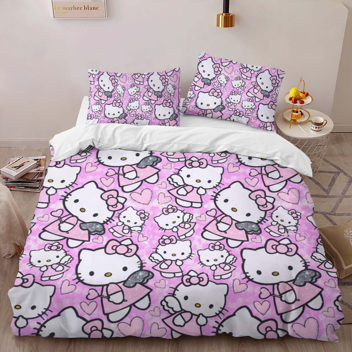 Housse De Couette Hello Kitty Rose 03 Parure de lit Ensemble De Literie – Image 2