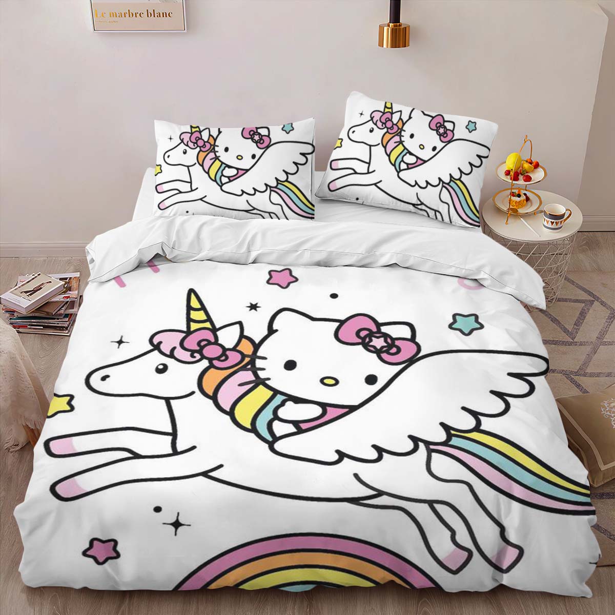 Housse De Couette Hello Kitty Licorne 01 Parure de lit Ensemble De Literie – Image 2