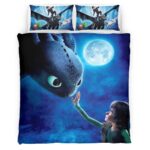 Housse De Couette Dragons Krokmou et Harold 2 Parure de lit Ensemble De Literie