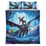 Housse De Couette Dragons Krokmou et Harold 3 Parure de lit Ensemble De Literie