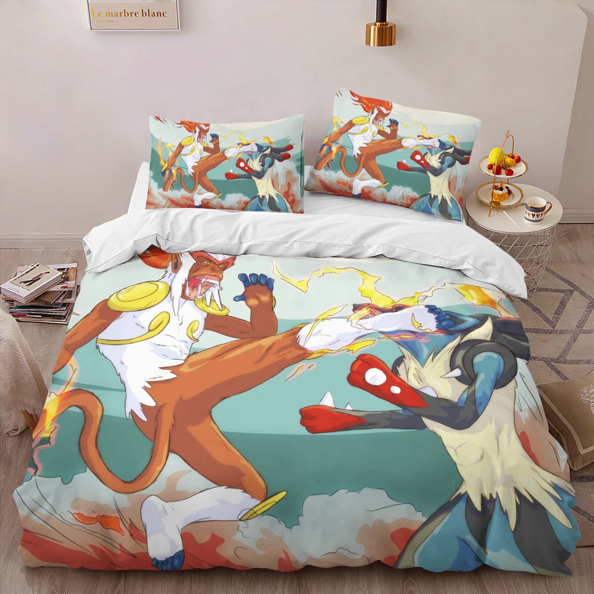 Housse De Couette Simiabraz contre Méga-Lucario Parure de lit Ensemble De Literie – Image 2