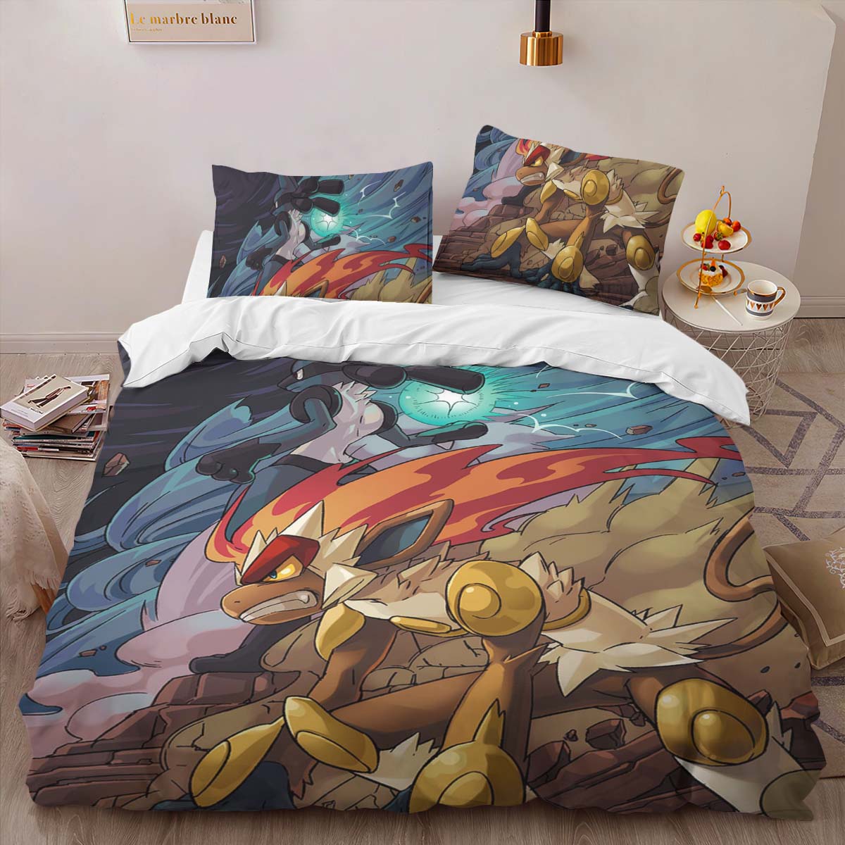 Housse De Couette Simiabraz contre Méga-Lucario 2 Parure de lit Ensemble De Literie – Image 2