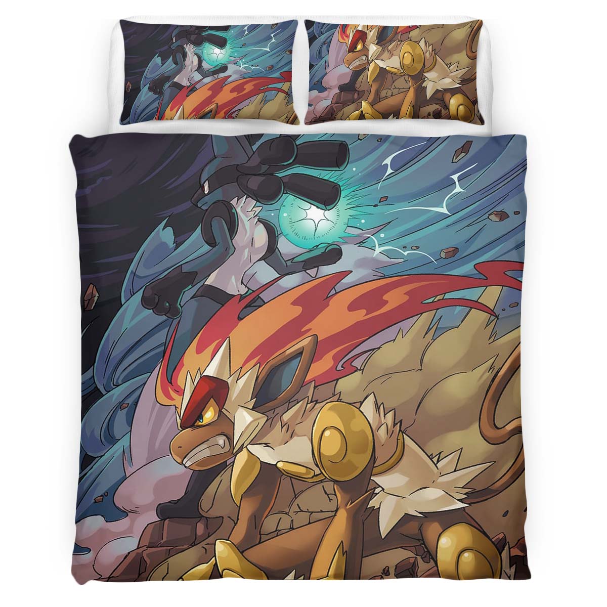 Housse De Couette Simiabraz contre Méga-Lucario 2 Parure de lit Ensemble De Literie