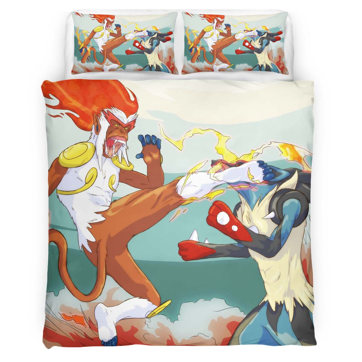 Housse De Couette Simiabraz contre Méga-Lucario Parure de lit Ensemble De Literie