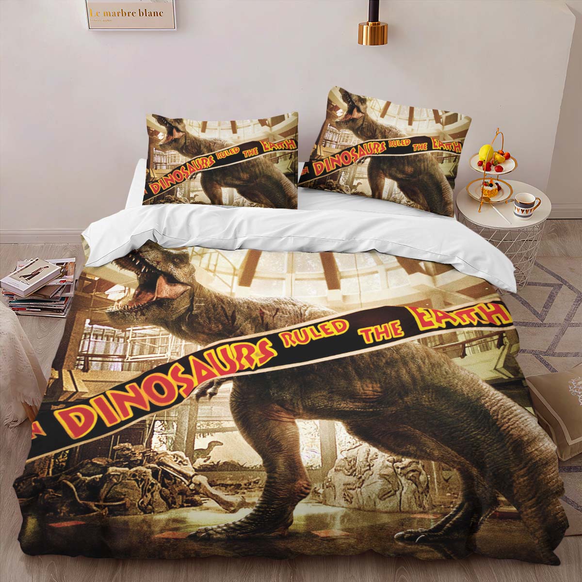 Housse De Couette Jurassic World Dinosaure au Musée Parure de lit Ensemble De Literie – Image 2