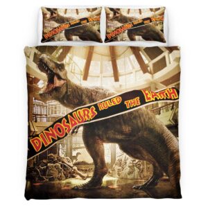 Housse De Couette Jurassic World Dinosaure au Musée Parure de lit Ensemble De Literie