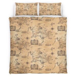 Housse De Couette Carte de la Terre du Milieu Le Seigneur des Anneaux Parure de lit Ensemble De Literie