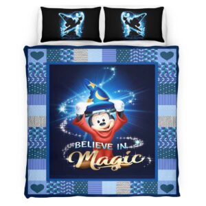 Housse De Couette Mickey Mouse Magicien « Believe in Magic » Parure de lit Ensemble De Literie