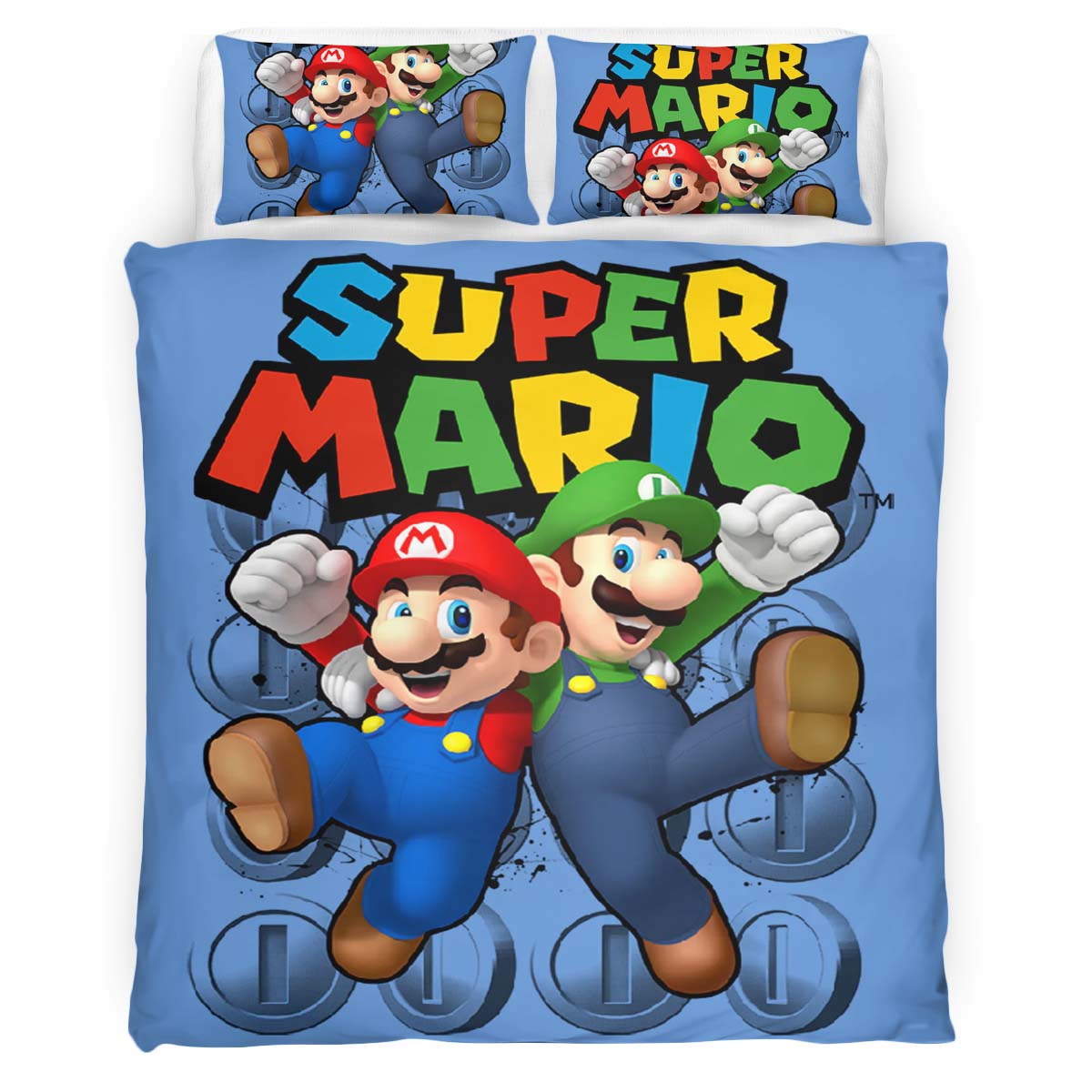 Housse De Couette Mario et Luigi Super Mario 2 Parure de lit Ensemble De Literie