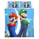 Housse De Couette Mario et Luigi Super Mario 3 Parure de lit Ensemble De Literie