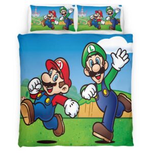 Housse De Couette Mario et Luigi Super Mario 4 Parure de lit Ensemble De Literie