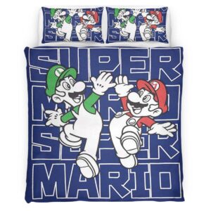 Housse De Couette Mario et Luigi Super Mario 5 Parure de lit Ensemble De Literie