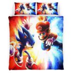 Housse De Couette Mario et Sonic 1 Parure de lit Ensemble De Literie